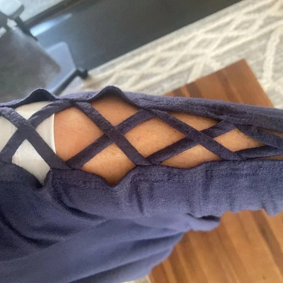 Downing Studio Ladies Pullover Dress Navy Blue Long Sleeve Crisscross Cutouts 1x - Picture 10 of 10